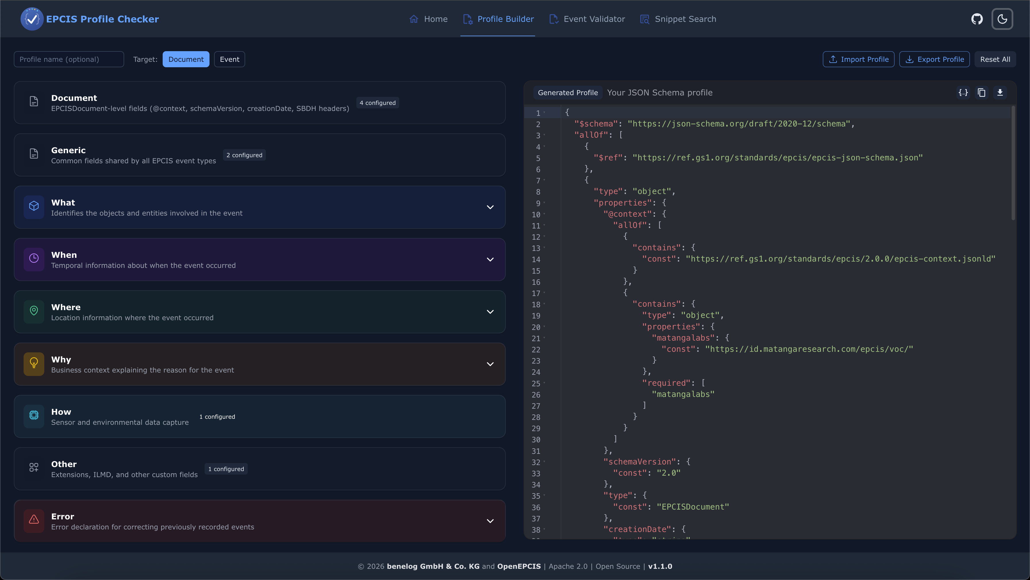 EPCIS Profile Builder.